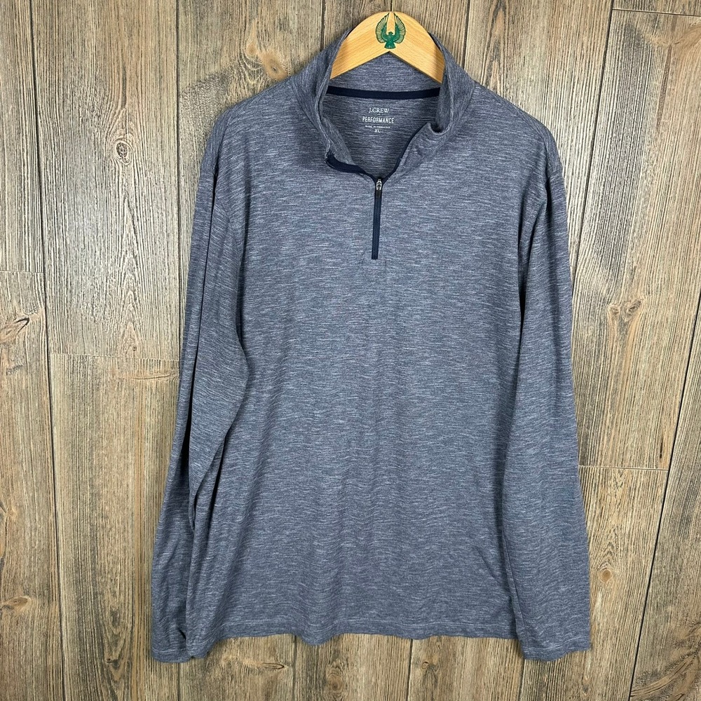 J.Crew Performance Pullover 1/4 Zip Activewear Long Sleeve Heathered Blue XL